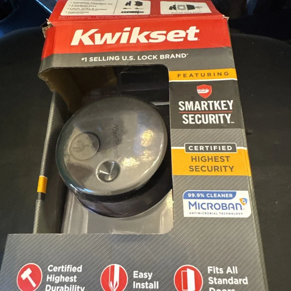 Kwikset matte‎ Black Round Single Cylinder Deadbolt 92580-020 low profile
